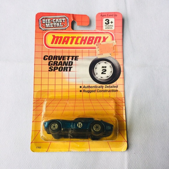 1990 Matchbox Corvette Grand Sport MB2 Blue #15 Die-Cast Metal - Picture 1 of 3